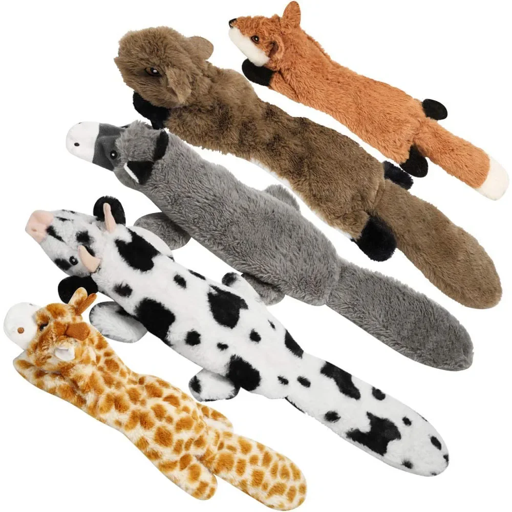 Sem recheio brinquedos para cães com rangidos brinquedos de pelúcia para cães de estimação brinquedos de pele de raposa sem enchimento para cães pequenos, médios e grandes suprimentos para animais de ...