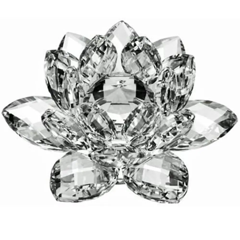 

Hue Reflection Crystal Lotus Flower 3 Foots Anti-slip Crystal Flower Figurine 3 Layers Lucky Charm Sun Catcher Ornaments Office