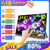 14.1 Inch Touch Screen Portable Monitor 100%sRGB 400cd/m2 Gaming Computer Expand Display For XBox PS4/ 5 Switch Loptop