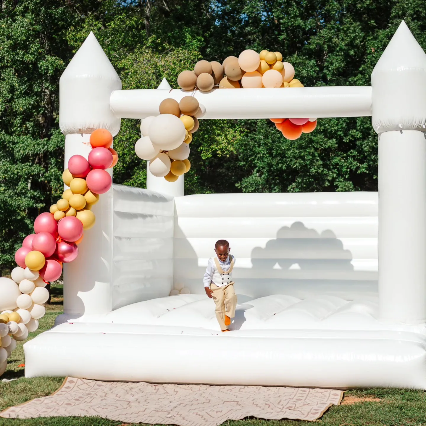 US Stock Inflatable White Bounce House PVC Inflatable Bouncy Castle/Moon Bounce House/Customization Party Wedding Bouncer Jumper