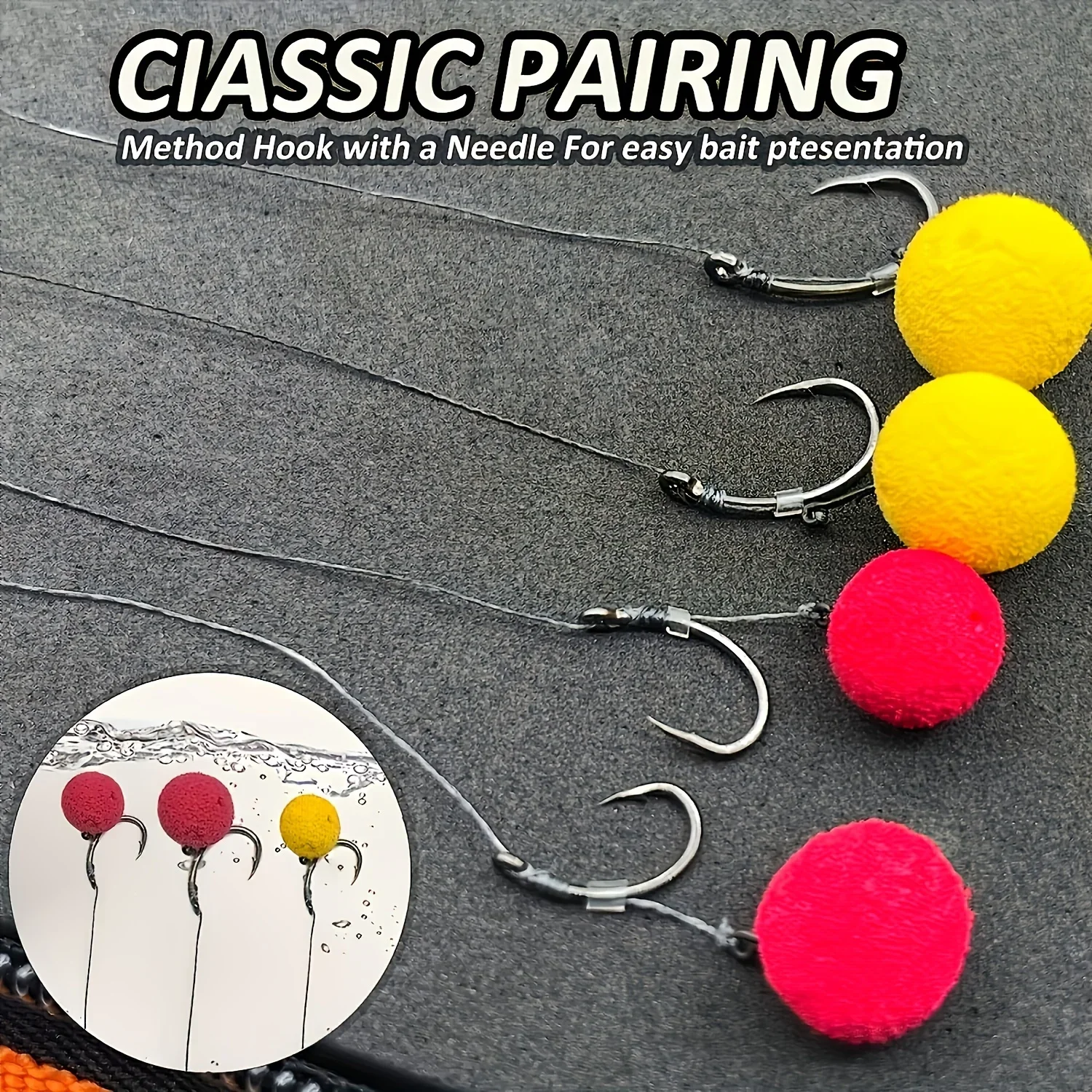 منصات تغذية الطريقة مع خطافات كرنك من الفولاذ المقاوم للصدأ، تتميز بخطافات شائكة وقابلة للتعديل بمقاسات 6، 8، 10، 12 لصيد سمك الشبوط #1