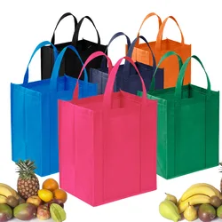 1Pcs Reusable Shopping Bag Foldable Tote Grocery Bag Large Capacity Non-Woven Travel Storage Eco Bags Women Shopping Handbag