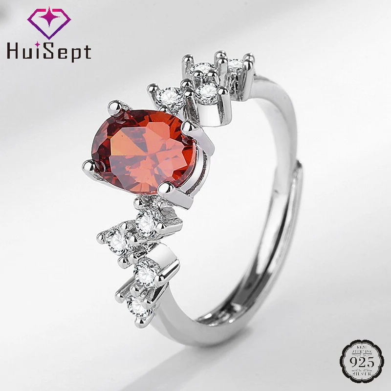 

HuiSept Classic Women Ring with Zircon Gemstone 925 Silver Jewelry for Wedding Promise Bridal Party Gift Finger Rings Ornament