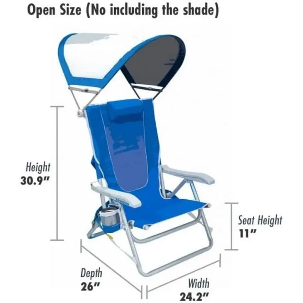 Outdoor Backpack Beach Chair,  Foldable, Portable, Adjustable, Sturdy Steel and Polyester