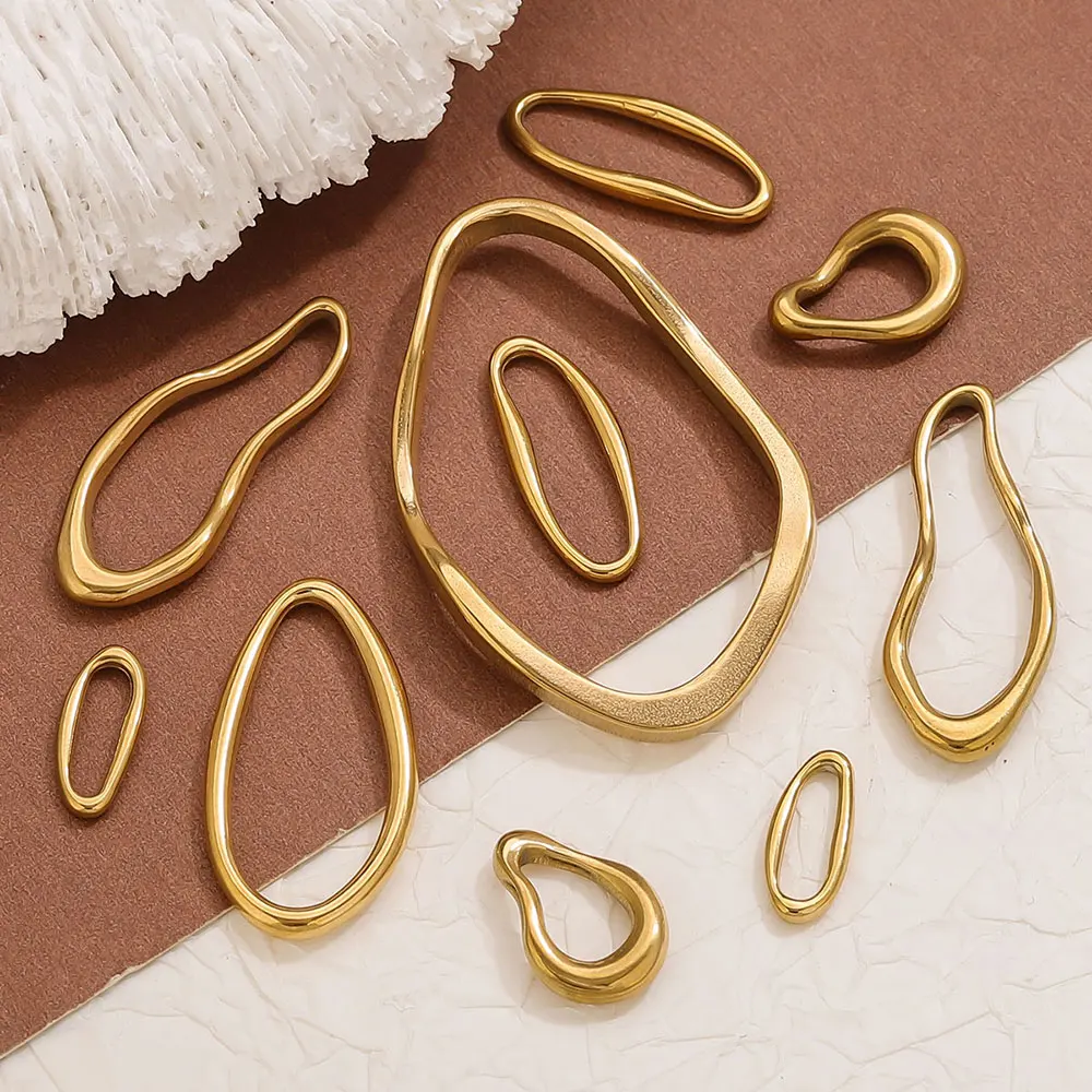 5 Stück Edelstahl vergoldet Verbinder Charms Schmuckherstellung Zubehör für DIY unregelmäßige Lünette Damen Ohrringe Halskette – Detail 4