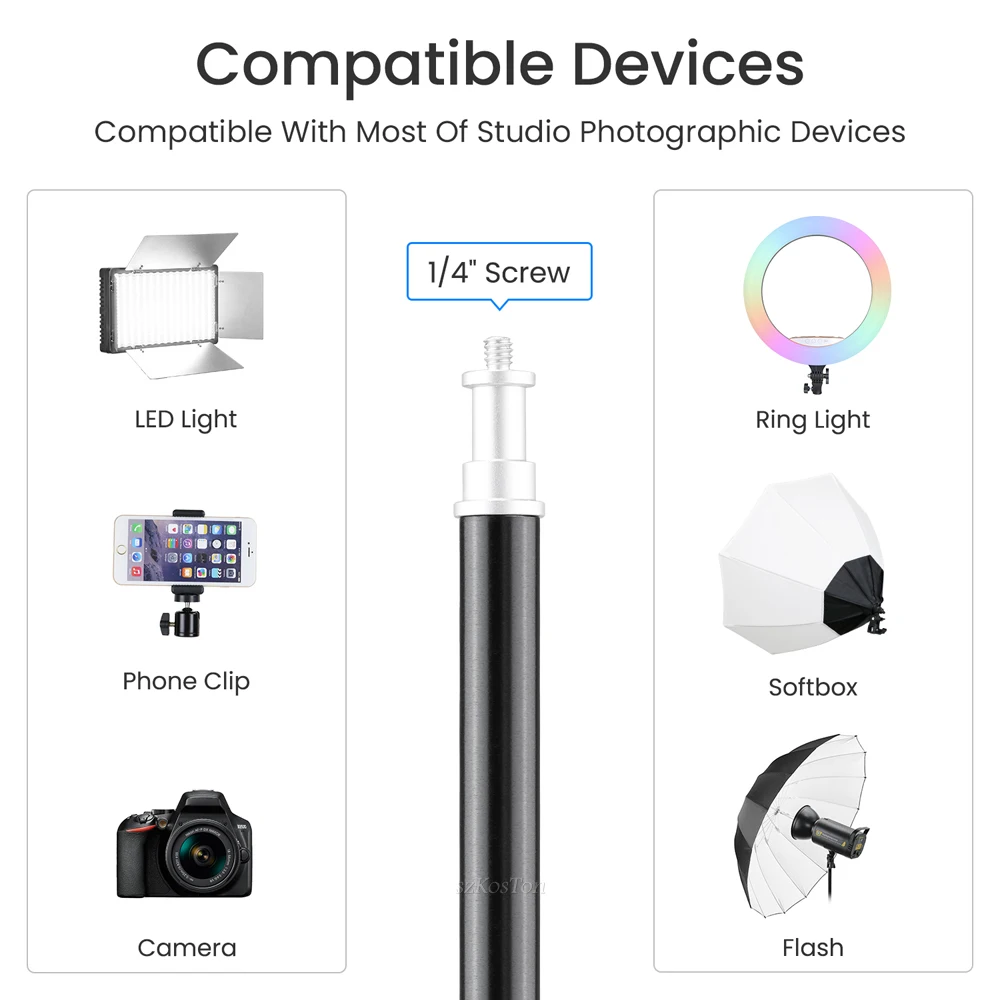 Photographic Lighting Stand Fill Light Stand Adjustable Tripod Suit For Ring Light With 1/4 Screw Ring Lamp Softbox Ringlight