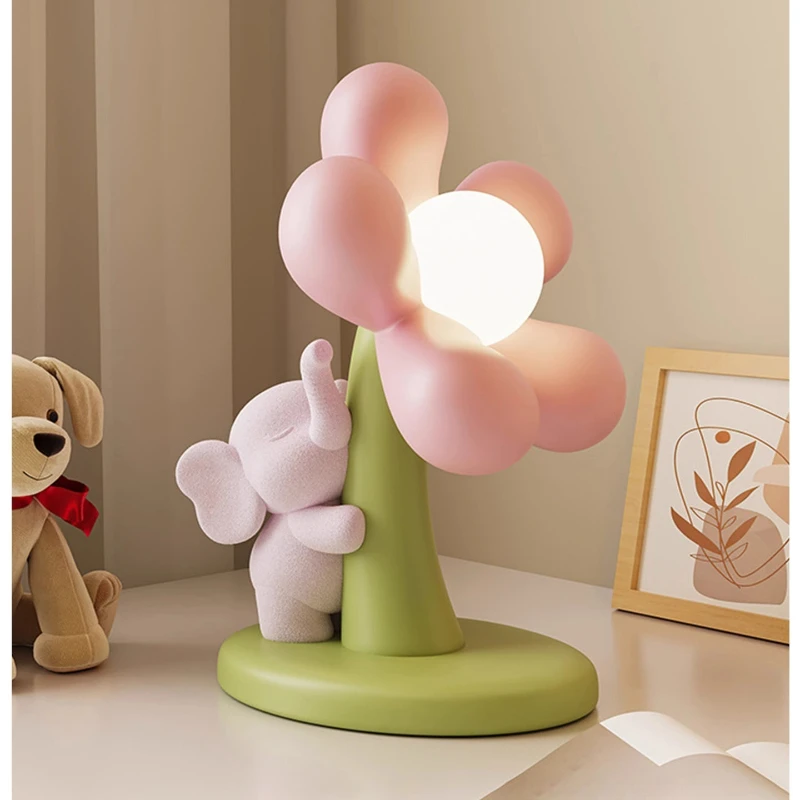 

Night light cute healing flocked baby elephant table lamp tabletop ornament