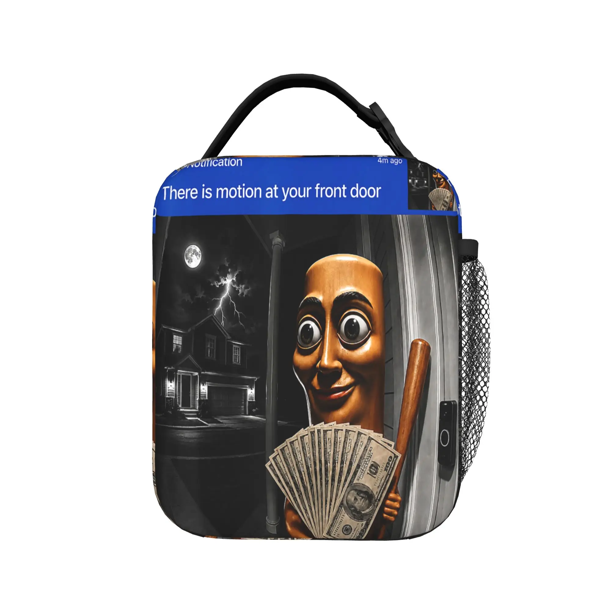 There is Motion at Your Front Tung Tung Tung Sahur Memes Lunch Bag  Fun Lunch Box For Women School Portable Insulated Cooler Bag
