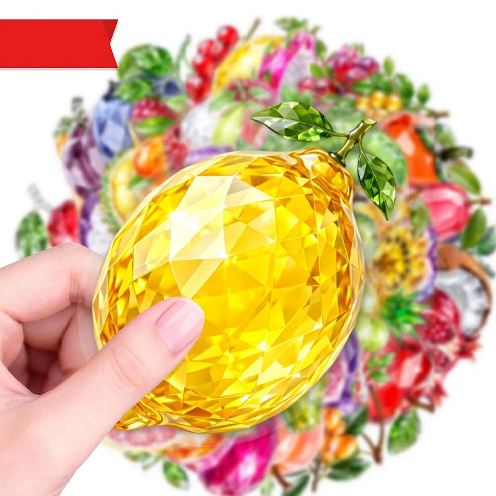 

10/30/50pcs Crystal Fruits Aesthetic Stickers Cartoon Transparent PET Decals Water Bottle Phone Luggage Waterproof Sticker Decor