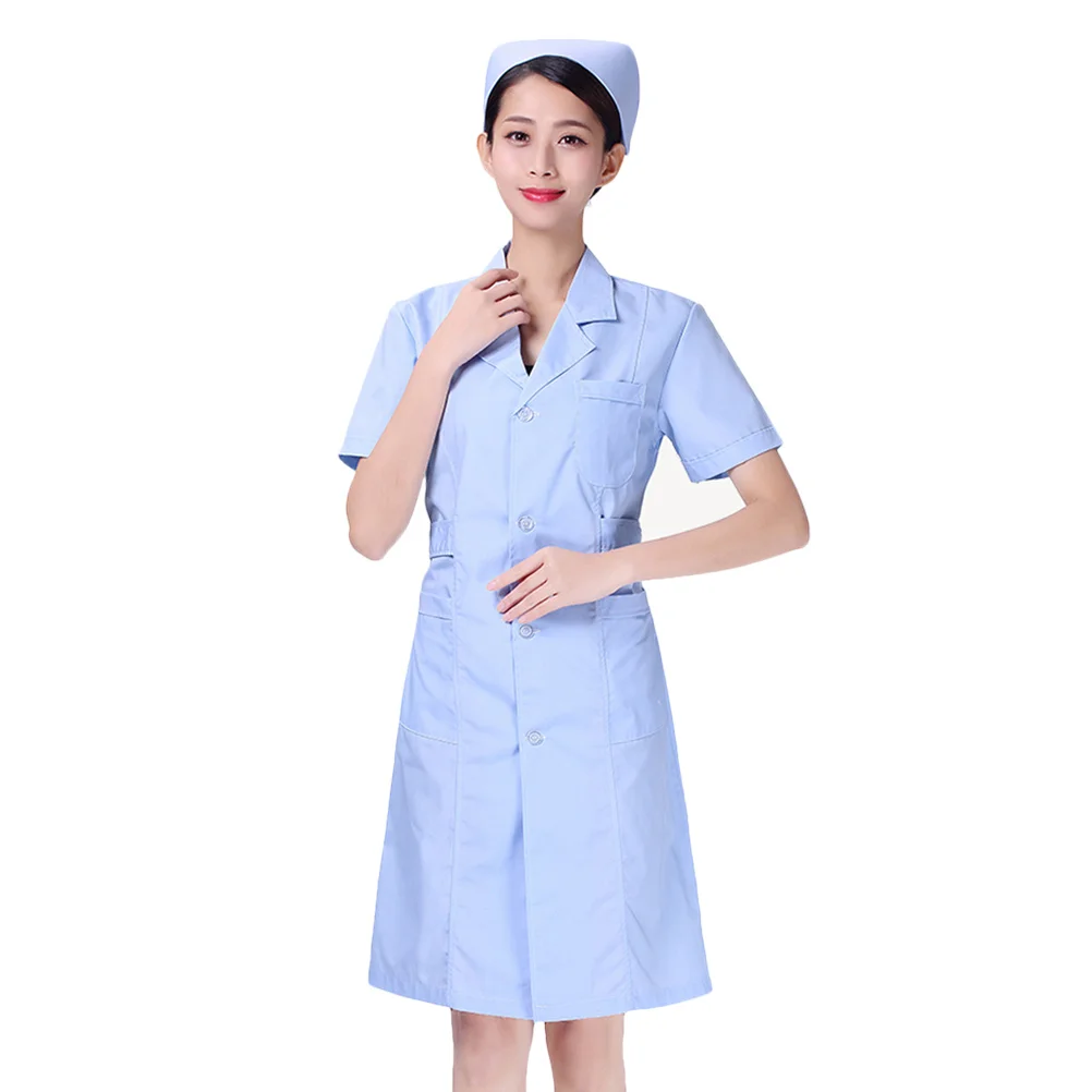 Medical Coat Nursing Uniform Cotton Material Simple Pocket Design Size L White Coat Nursing Uniform Hospital Apparel