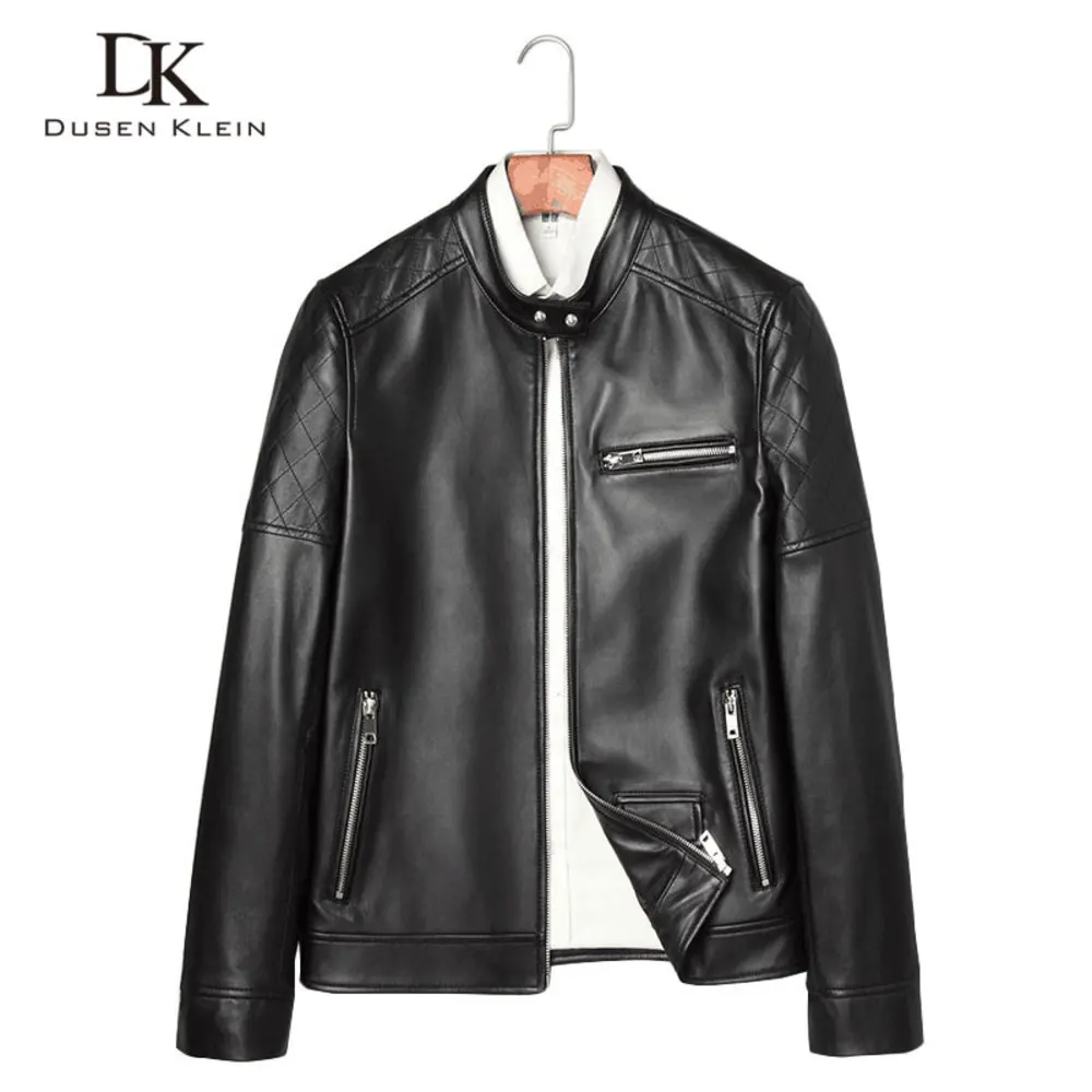 

Autumn Men Genuine Leather Jacket Dusen Klein Brand Luxury Outerwear Black/Slim/Simple Business Style/Sheepskin Coat DK017