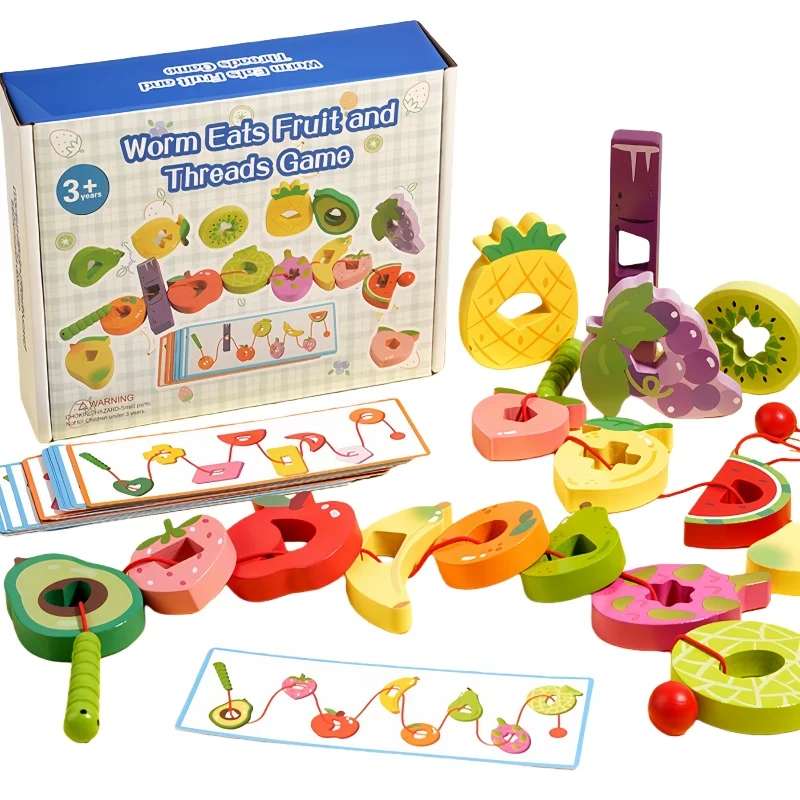 كتل مطرزة بالفواكه ألعاب مونتيسوري للأطفال ملونة على شكل فاكهة إدراك يدوي دقيق لتدريب الحركات لعبة تعليمية للأطفال هدية #1