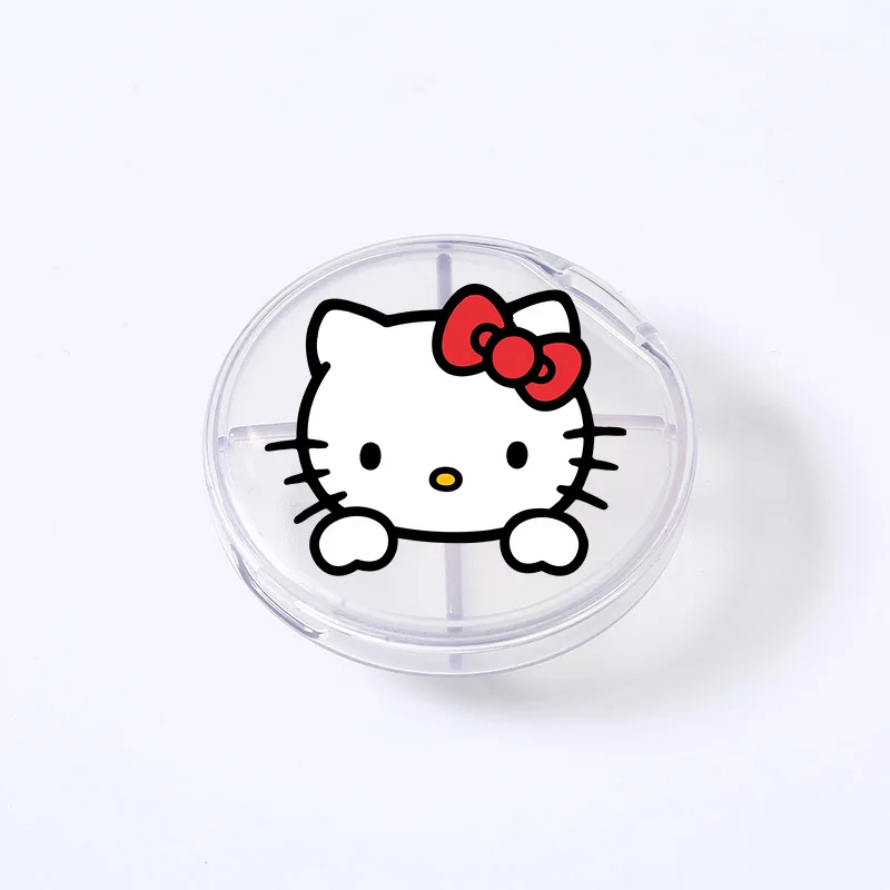 Sanrio Kuromi Hello Kitty My Melody 4Grids Cross Pill Box Portable Mini Plastic Pill Storage Pocket Medicine Box Home Pill Case