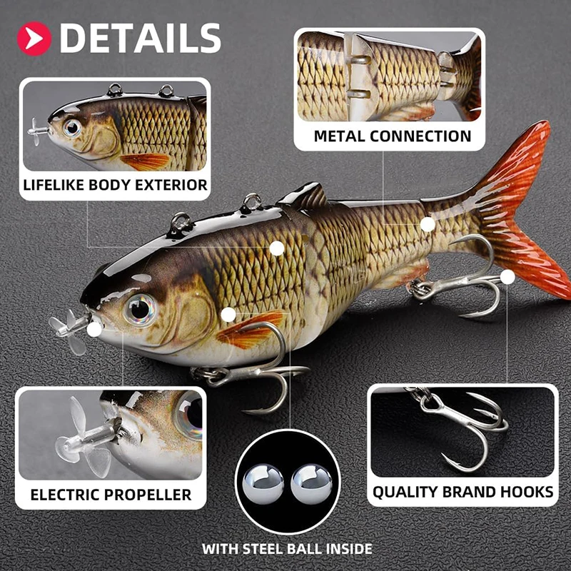 Robotic Swimming Fishing Lures Electric USB Rechargeable LED Light Multi Jointed Wobbler Swimbait Hard Lures Pesca Tackle