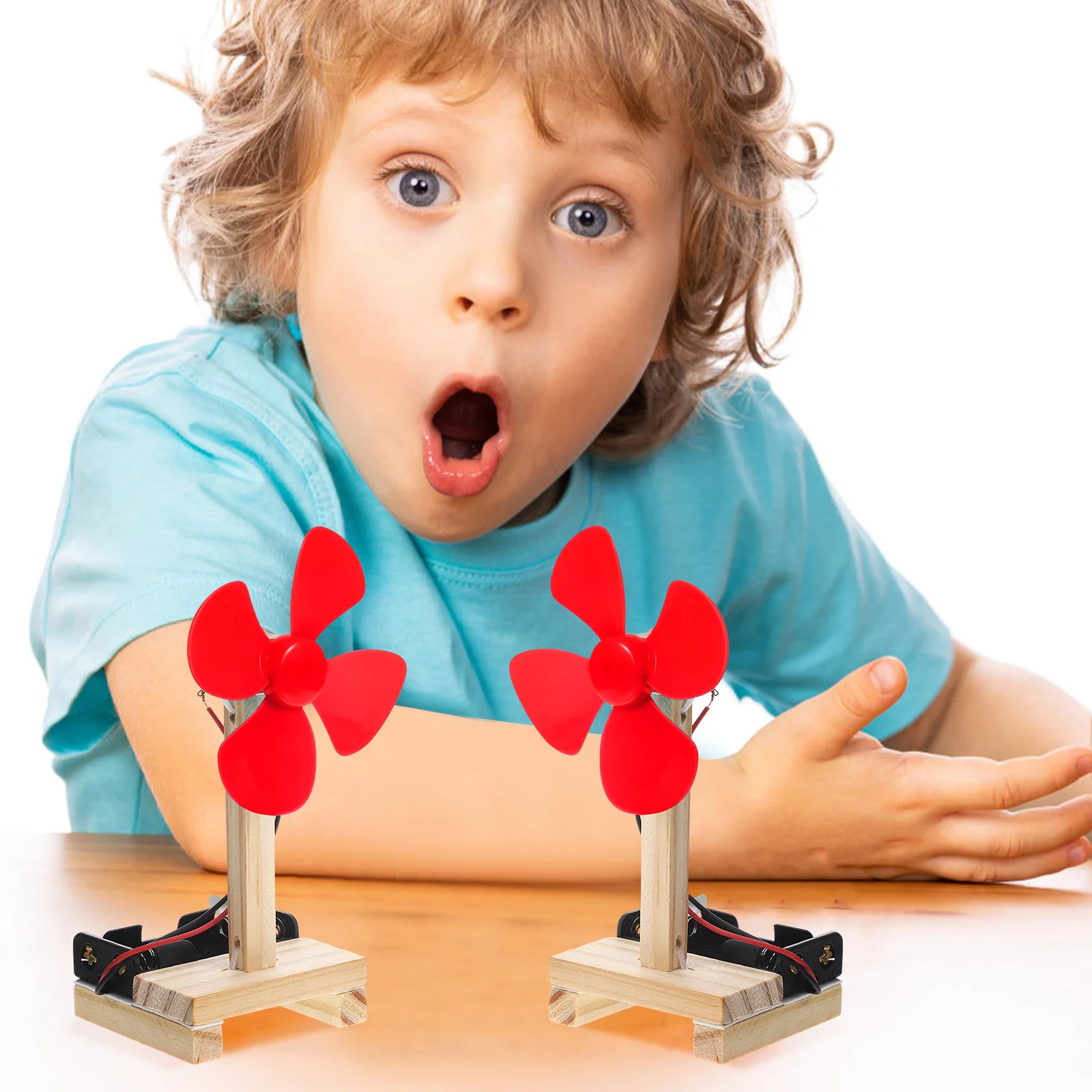 6 conjuntos de material de ventilador artesanal, kit de construção de gerador de vento para crianças, montagem manual, ferramenta educacional de experimento científico