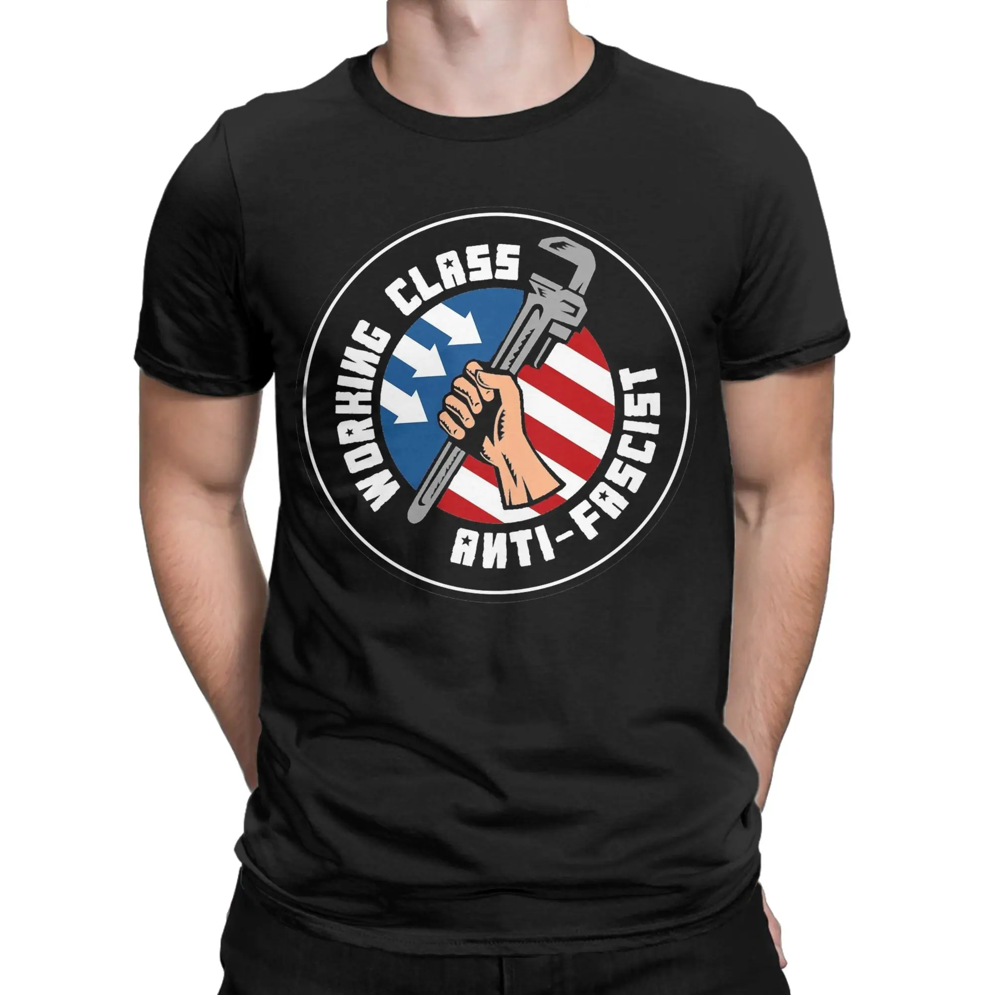 Working Class Anti Fascist  T-Shirt for Men Women  Funny Pure Cotton Tees Crew Neck Short Sleeve T Shirt Plus Size Tops