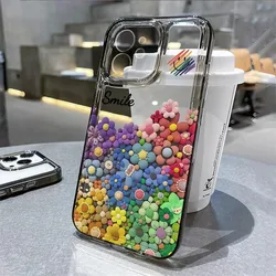 Phone Case For iPhone 16 15 Pro Max 14 13 12 11 XS X XR 7 8 Plus SE2 3 Ins Colorful Sunflower Sky Pattern Transparent Cover