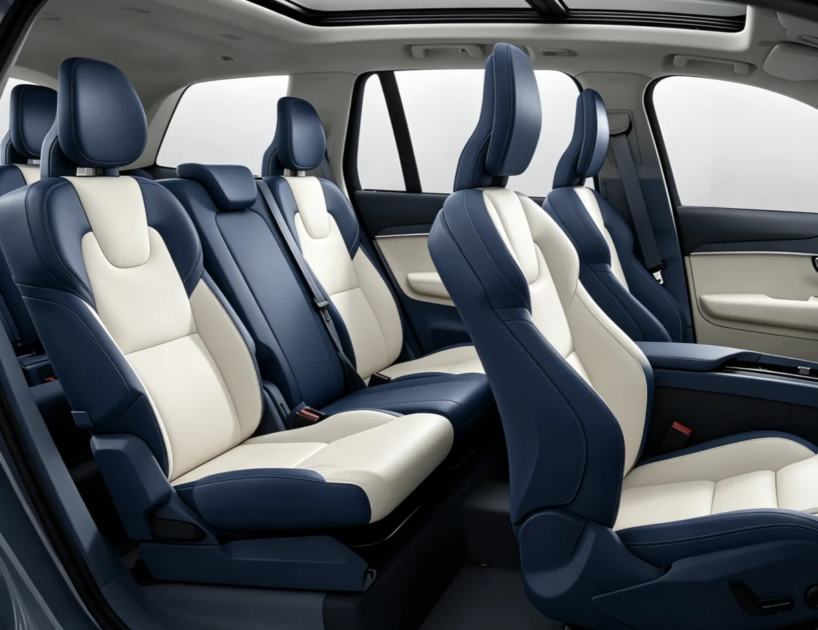 Für Volvo XC90 2025 5-Sitzer Maßgefertigte Autositzbezüge Luxuriöses Nappa-Leder 100% Passgenau Innenraum-Zubehör 360 ° Vollständige Abdeckung – Detail 5
