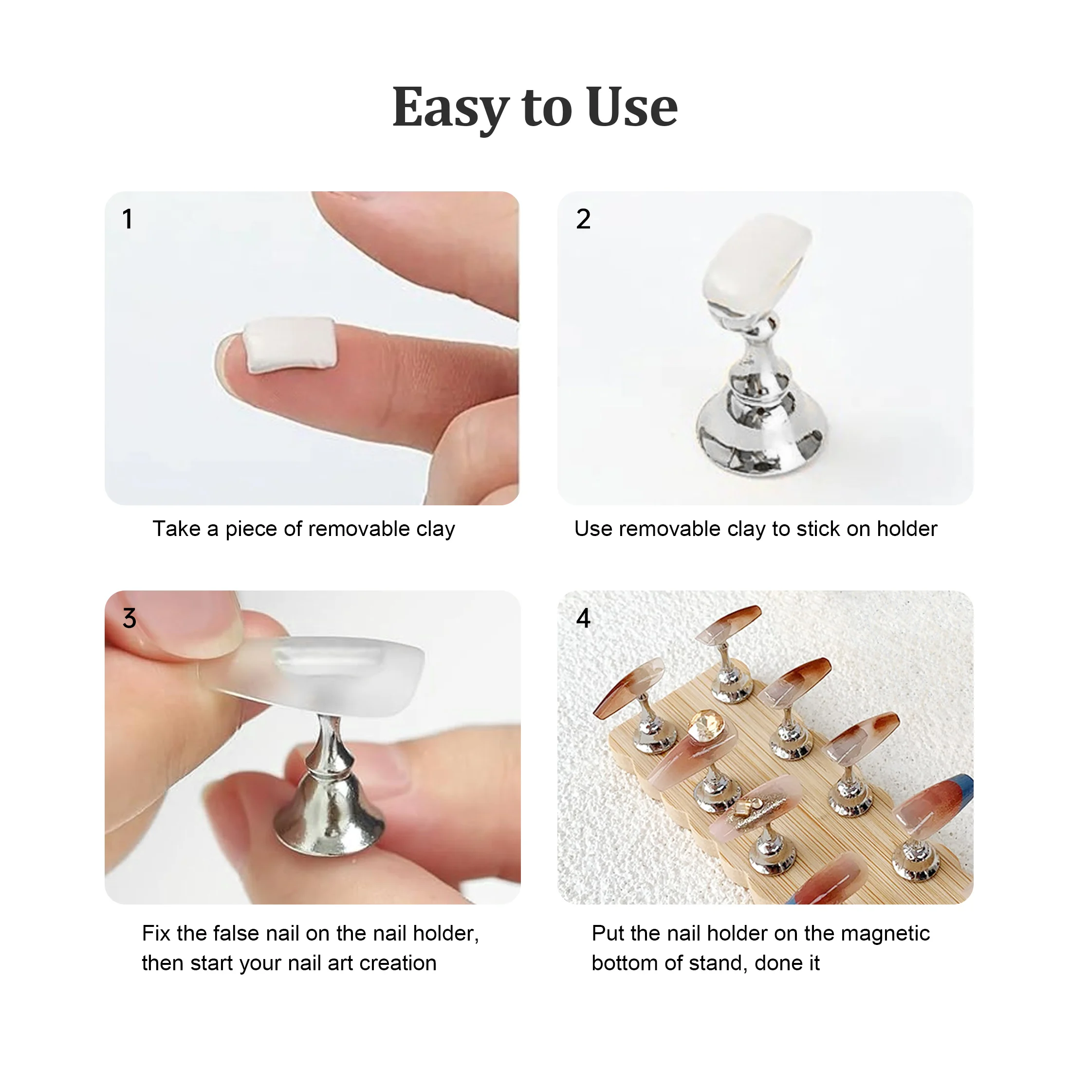 10 szt. Szachowa Tablica Magnetyczny Uchwyt na Paznokcie Sztuczne Końcówki do Paznokci Stojak do Ćwiczeń Srebrny Lakier UV Żelowy Półka Ekspozycyjna Narzędzia do Paznokci