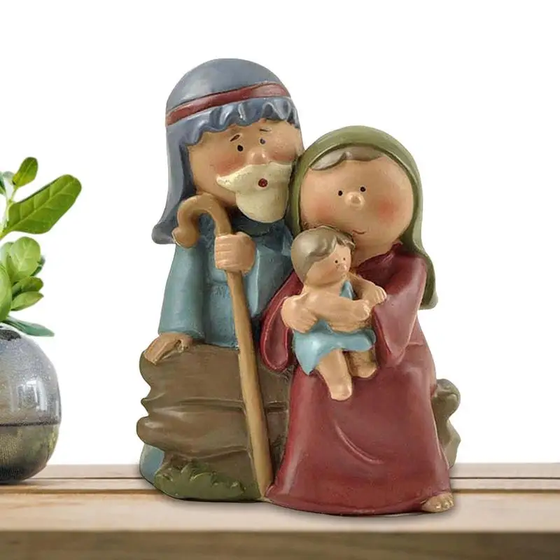 Classic Holy Family Figurine Statue Holy Family Jesus Christ Figurine Nativity Sets Resin Figurine Christmas Table Decoration