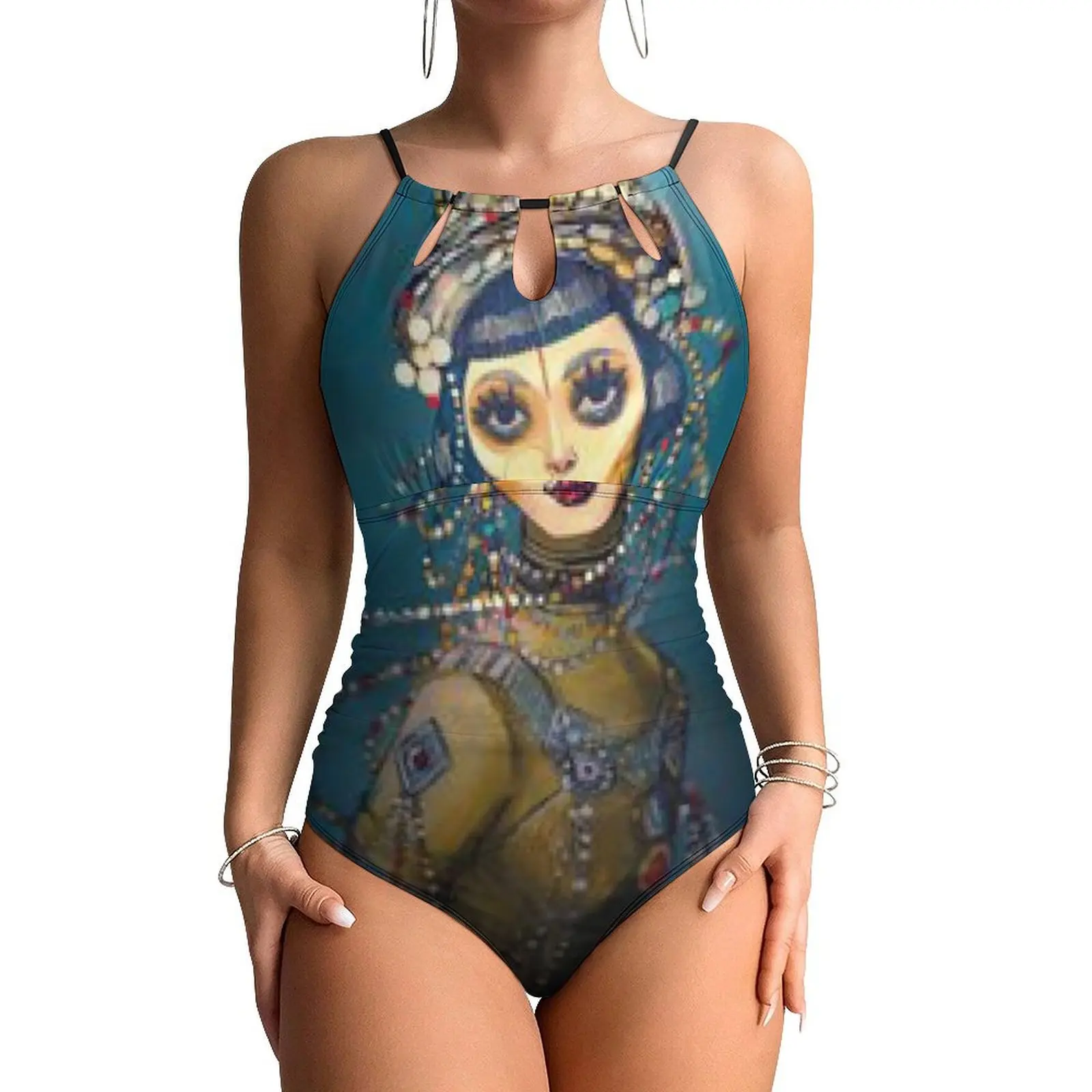 

Jibaro Oil Painting Swimsuit Martha Kivelson One-Piece Swimwear Push Up Stylish Bathing Suits Sexy Holiday Swim Printed Bodysuit