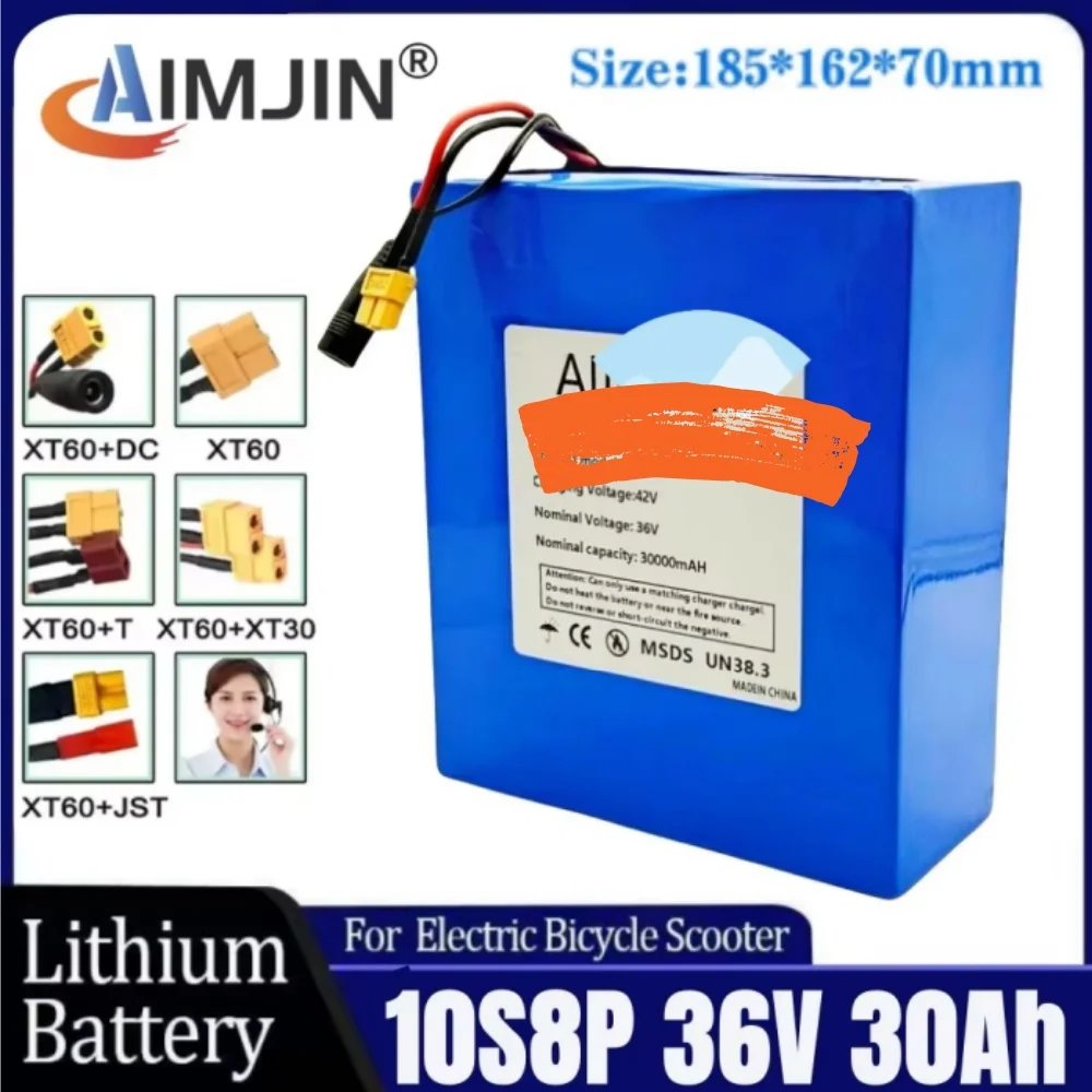 36V 30Ah A-Class 10S8P 1500W Built-In BMS Lithium Battery Pack for Electric Scooters Vehicles Bicycles - Suitable for EVs