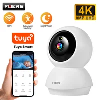 FUERS 4K 8MP WiFi cámara IP con soporte ajustable Tuya cámara de vigilancia inalámbrica de seguridad para el hogar inteligente Monitor de bebé Mini cámara