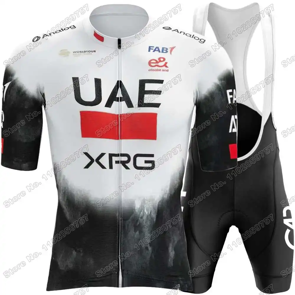 2025 UAE Team Cycling Jersey Set Tadej Pogacar TDF Cycling Clothing Yellow White Road bike Shirt Suit Bicycle Bib Shorts Maillot