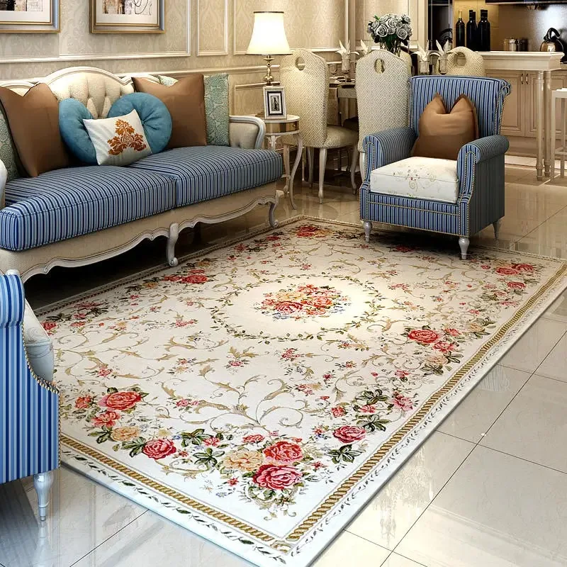 

Carpet for Living Room Retro Prints Decoration Bedroom Plush Mat Fashion Light Luxury Coffee Table Fluffy Rug Alfombra Ковер 러그