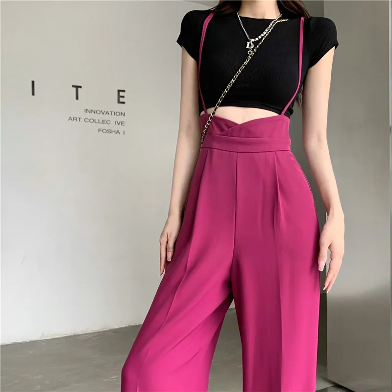 

Summer Women's Casual All-match Fashion High Waist Slimming Wide-leg Suspenders Jumpsuit Women Elegance for Party Y2k Streetwear