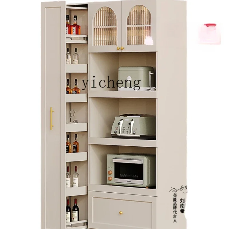 

XL Cream Style Solid Wood Sideboard Wall Integrated Gap High Cabinet Multi-Functional Locker