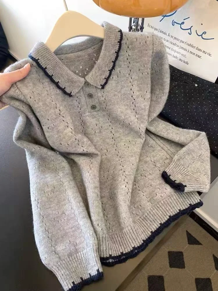 

Ay корейский вязаный свитер с длинным светом, женский свободный воротник, базовый слой, верхний узел, осенне-зимняя одежда