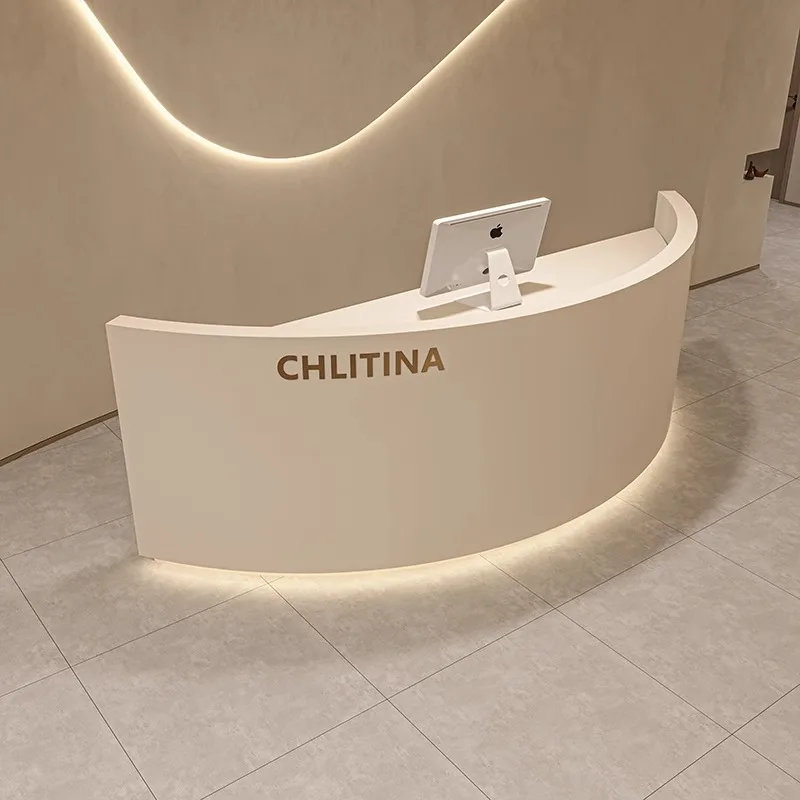 

Boutique Front Desk Reception Counter Restaurant U Shape Arched Reception Desk Beauty Salon Mostrador Recepcion Office Furniture
