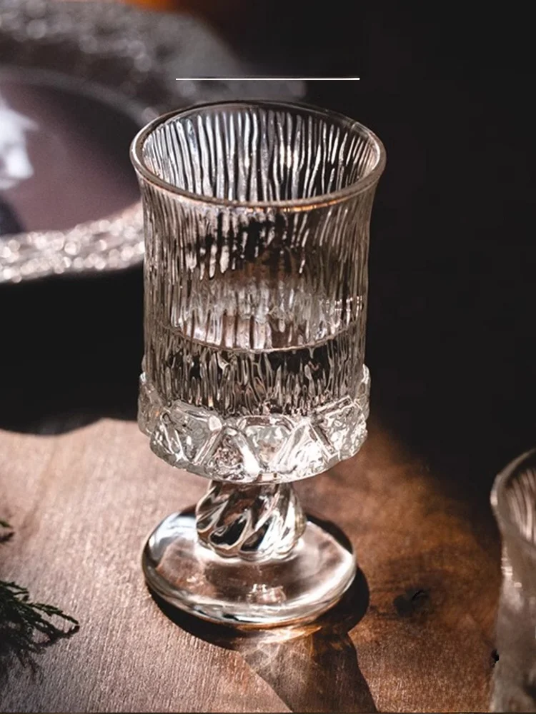 Vietri Mare Glass Cup High Foot White Wine Iceberg Cup Champagne Glass Retro Style Beverage Utensils Gift Cup for Daniel