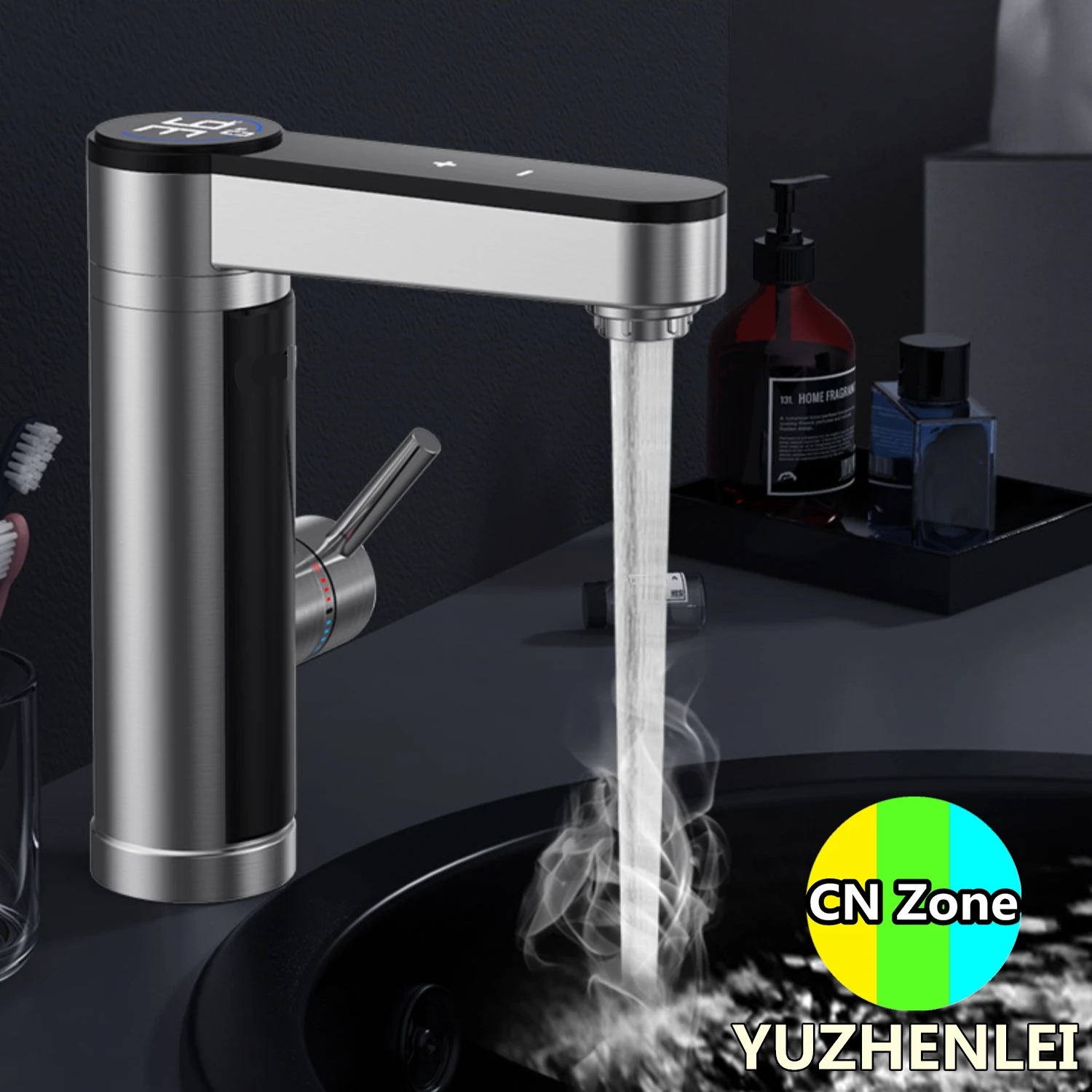 Grifo de agua caliente instantáneo de acero inoxidable, calentador eléctrico rápido, sin tanque, tipo de calefacción, 3,4 kW, cocina, baño, balcón, doble uso