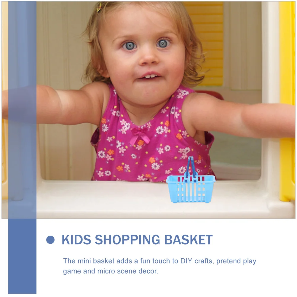 Cestino della spesa per bambini Giocattolo 12 pezzi Set di giochi di finzione in plastica in miniatura Mini cestino per mobili per case delle bambole per giochi di ruolo del supermercato