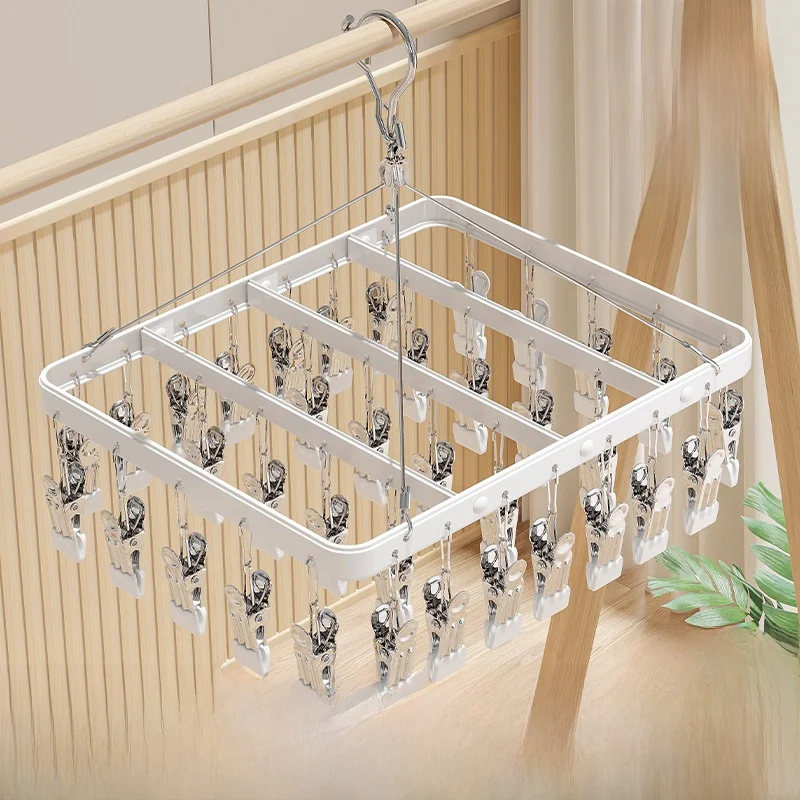 

Сушилка для белья из алюминиевого сплава с многозажимными креплениями для дома, общежития, балкона, для сушки нижнего белья и носков, экономия места