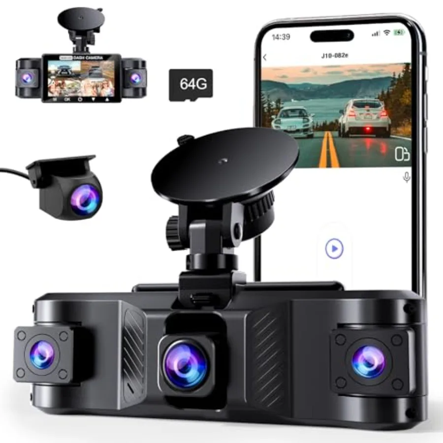 

4 Channel 2.5K Dash Cam for Car Front/Rear/Left/Right, ABS Plastic Black, Wide 170 Angle, Super Night Vision 24H Parking Monito