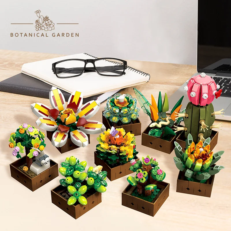 

Creative Bonsai Flower Series Mini Garden Desktop Decoration Building Blocks Bricks Toys Gifts