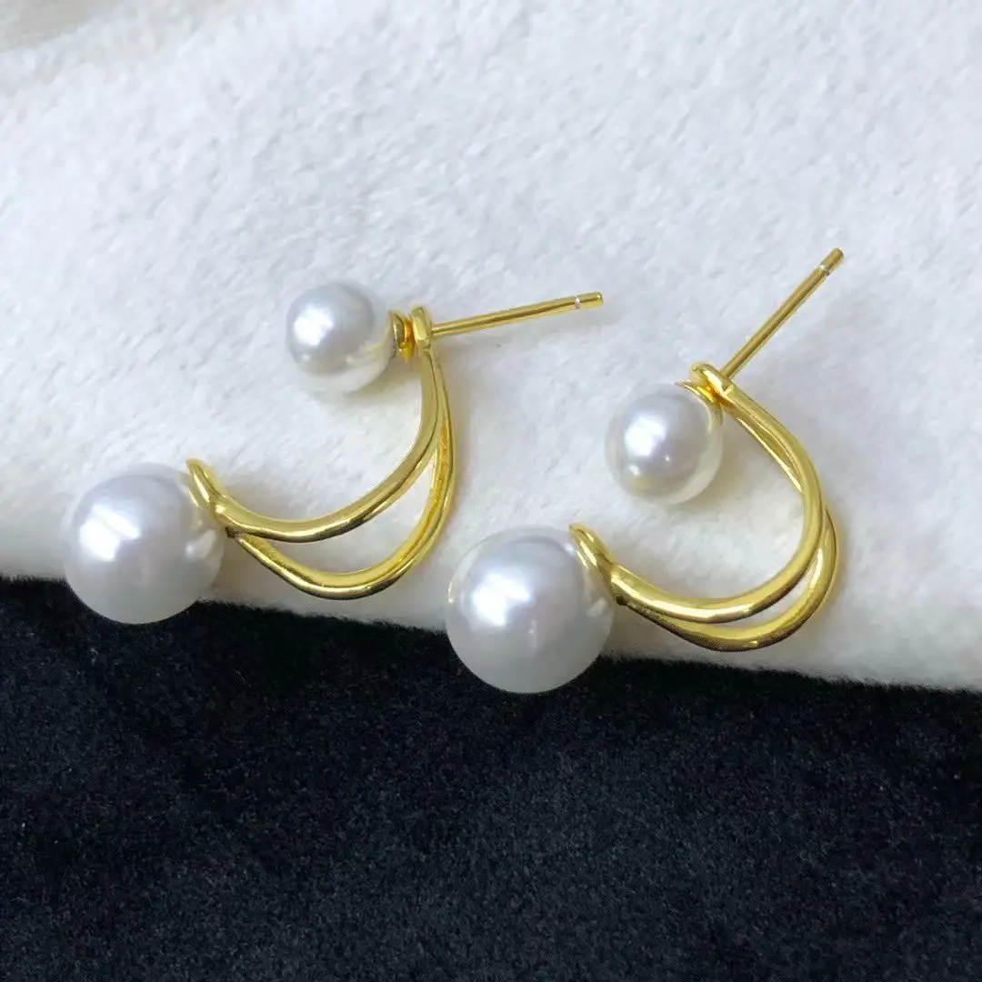 الجملة S925 فضة أقراط جبل النتائج إعدادات قاعدة تصاعد أجزاء ملحق ل 5-8 مللي متر اللؤلؤ 5 زوج/وحدة #3