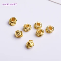 5mm*6mm 18K Gold Plating Brass Irregular Beads High Quality Stripe Spacer Beads For Fashion Jewelry Making Supplies Wholesale