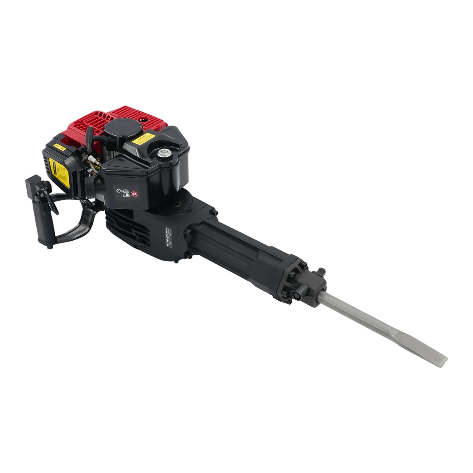 52cc 2 Stroke Demolition Jack Hammer Concrete Breaker Rock Drill with Pointed Pickaxe & Flat Pickaxe Ground Slotting Tool