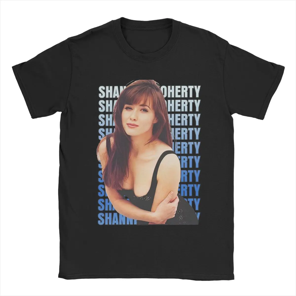 Men T-Shirt Shannen Doherty Novelty 100% Cotton Tee Shirt Short Sleeve T Shirt Crewneck Tops Original