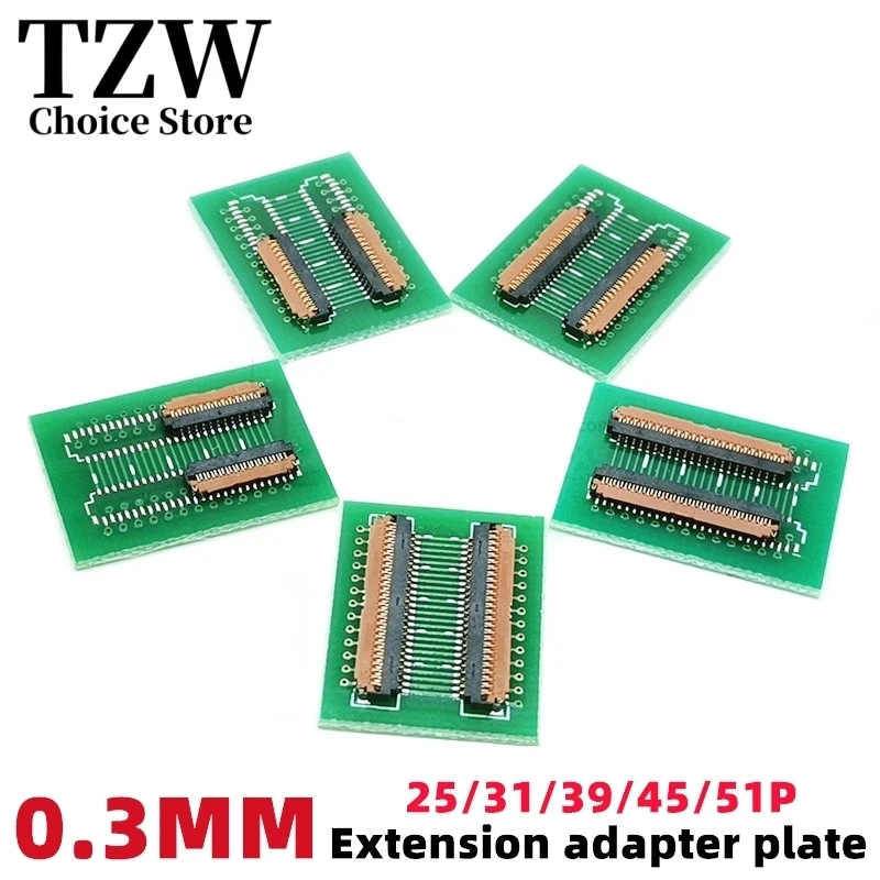 TZW 1PCS FPC FFC Flexible Flat Cable Extension Connection Board 0.3 MM PCB Pitch 25 31 39 45 51 PIN Connector FPC Adapter