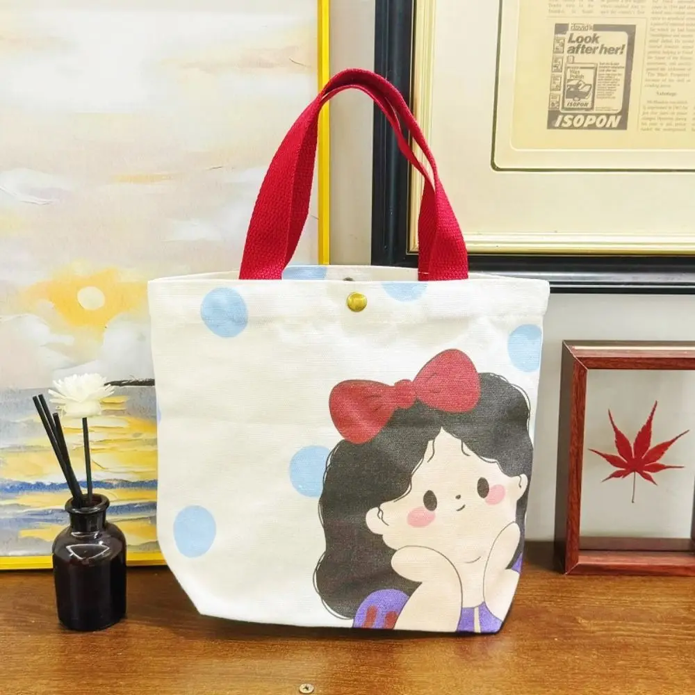 Bolso de mano pequeño de dibujos animados, bolsa de mano ligera, bolso de muñeca, bolso de lona portátil, bolsas de almuerzo de mano, lindas bolsas de lona