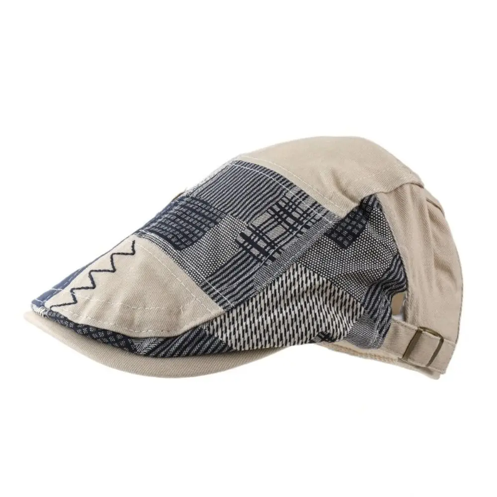

Luxury Adjustable Men Baseball Cap Cotton Flat Cap Casquette Ivy Cap Visor Headwear Irregular Plaid Beret Sunscrean