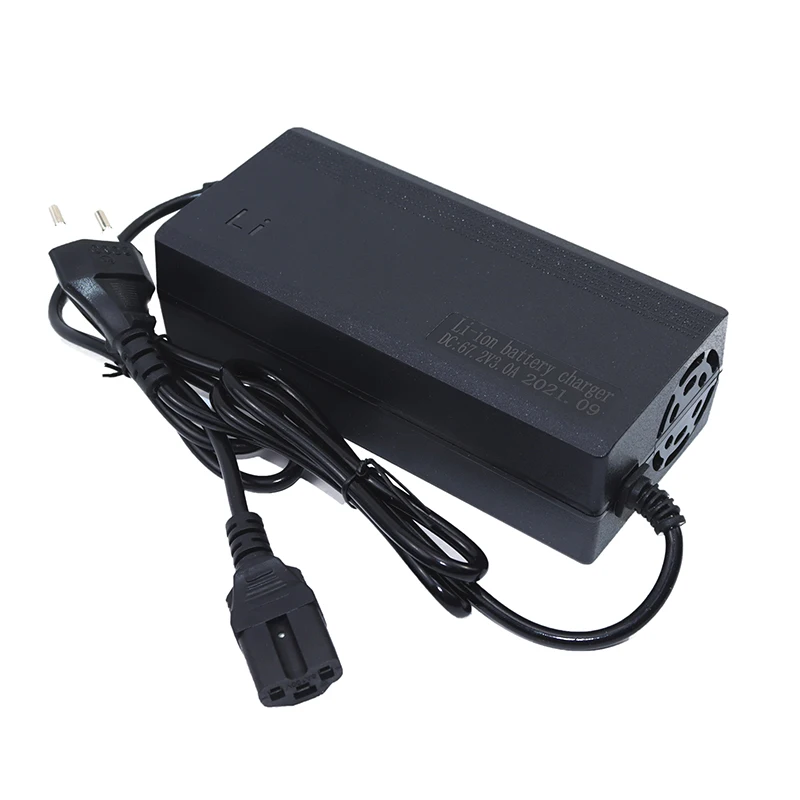 67.2V 3A Lithium Battery Charger Electric scooter ebike 16S 60V Li-ion battery Charger AC 100-240V Output Triangle Plug With fan