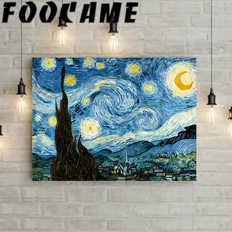 

Van Gogh Starry Night On The Rhone Canvas Painting Landscape Artist Abstract Wall Art Poster Print Decorative Picture Livingroom