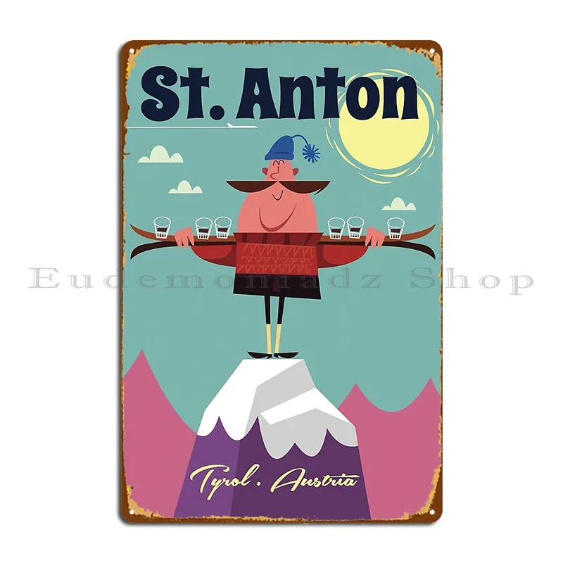 St Anton Poster Metal Sign Vintage Cinema Design Design Design Tin Sign Poster