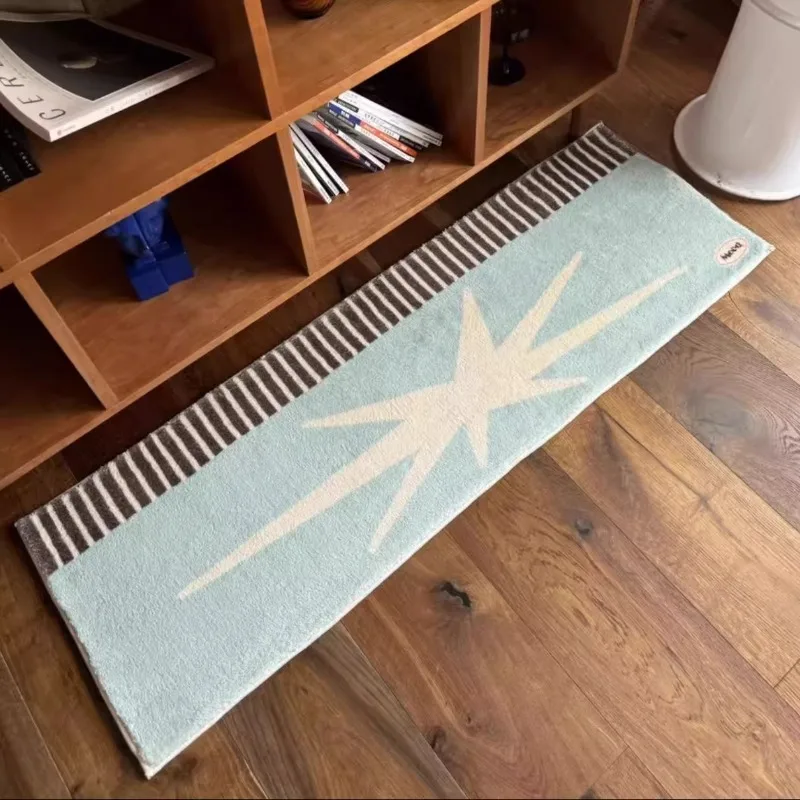 Multi angle star retro style, antique style carpet, living room, bedroom, bedside carpet, home anti slip floor mat, ins foot mat
